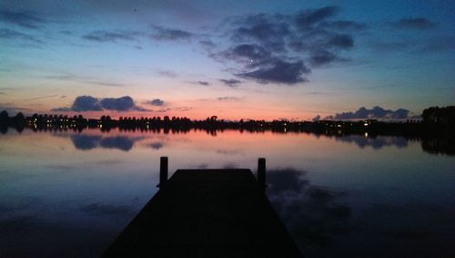 Scenic view of lake at sunset