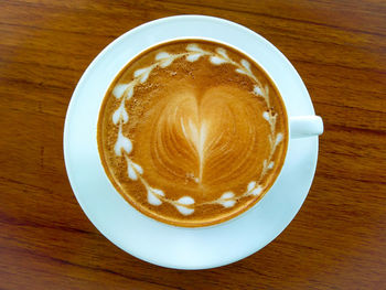 Directly above shot of cappuccino on table