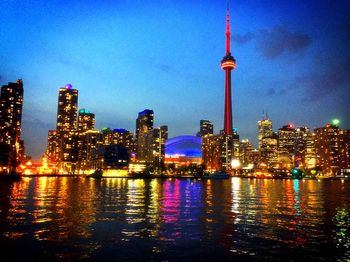 Illuminated city at night