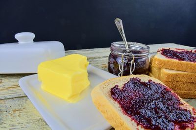 Close-up of food on table