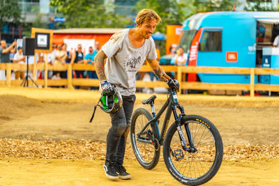 Man riding bicycle