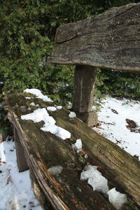High angle view of snow on field during winter