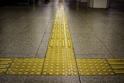 High angle view of empty subway station