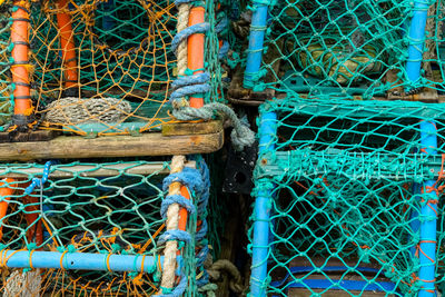 High angle view of fishing net
