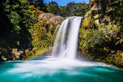 Scenic view of waterfall