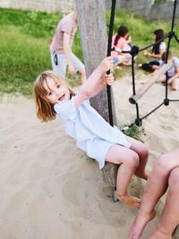 Girl playing at playground
