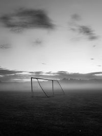 Scenic view of soccer field against sky