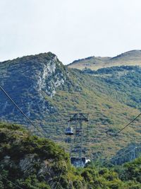 High angle view of overhead cable car against sky