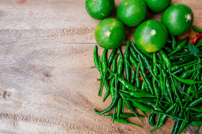 High angle view of fruits on table