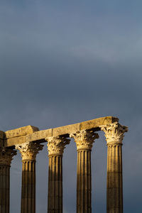 Low angle view of old ruin building against sky