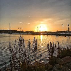 View of lake at sunset