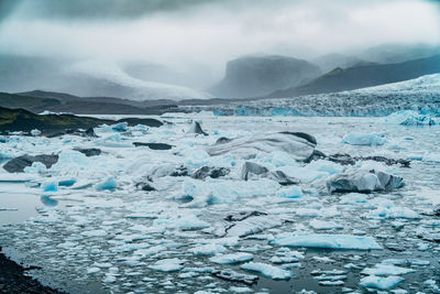 Close-up of glaciers melting