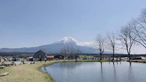 Scenic view of mountains against clear sky