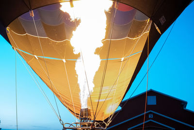 Low angle view of hot air balloon against sky