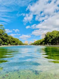 Scenic view of lake against sky