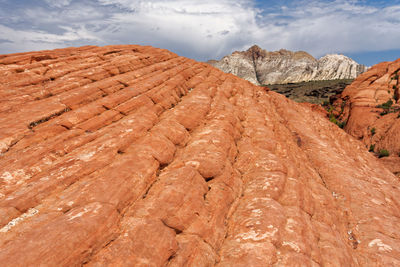 Rock formations on landscape against sky