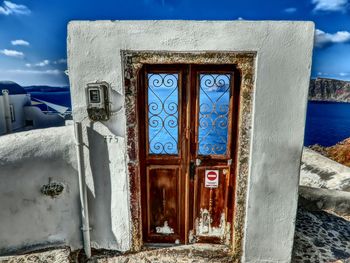 View of built structure against blue sky