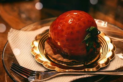 Close-up of dessert on table