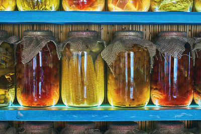 Close-up of various food at market stall