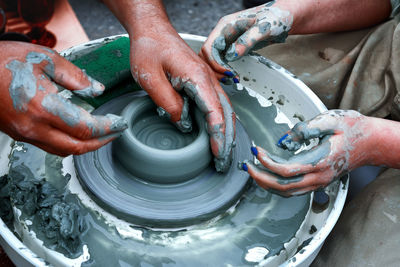 Close-up of hands working