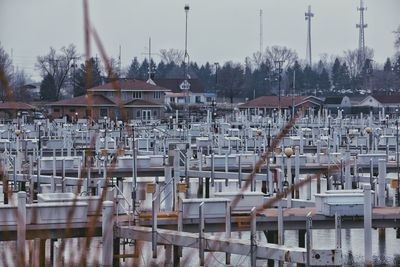 Chairs and moored at riverbank