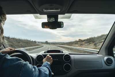 Man driving car