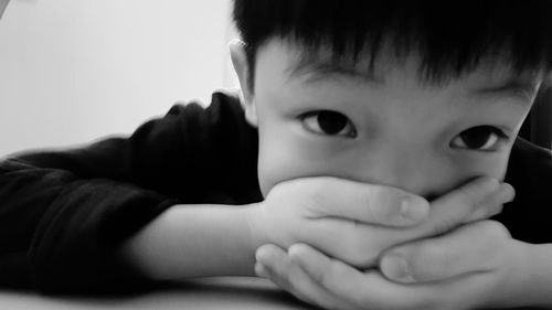 Close-up of baby at home