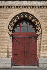 Closed door of old building