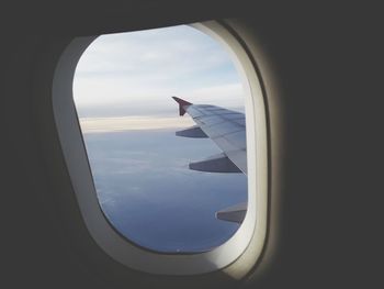 View of sky seen through airplane window