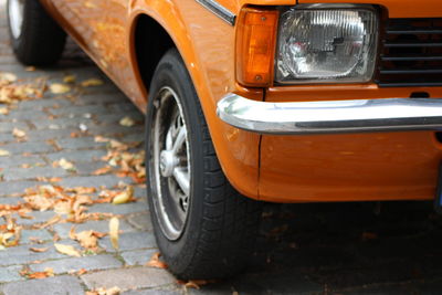 Close-up of orange car