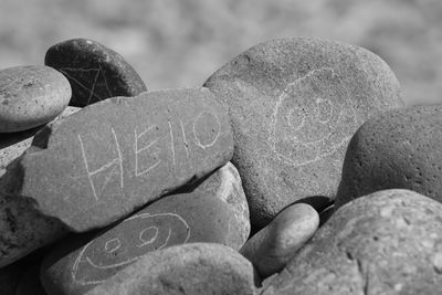 Close-up of heart shape on rock