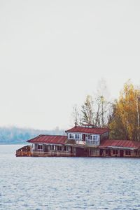 View of built structure in water