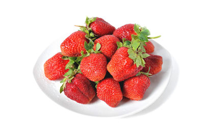 High angle view of strawberries