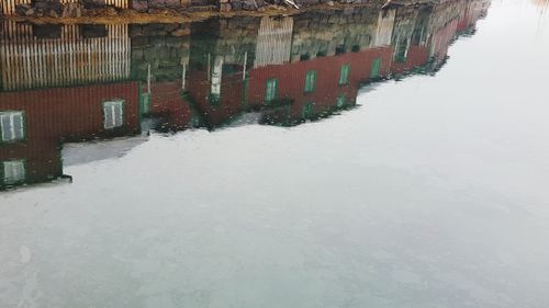 Aerial view of frozen water