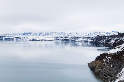 Scenic view of sea against sky during winter