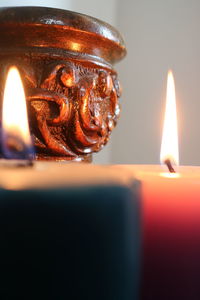 Close-up of lit candle