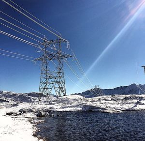 Low angle view of electricity pylon