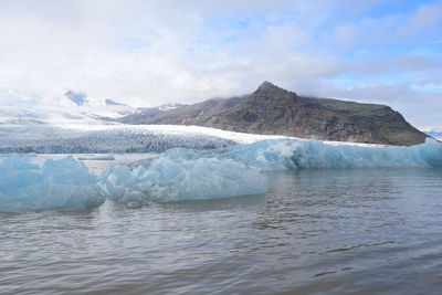 Glaciers of iceland, as seen from the water. stunning beauty.