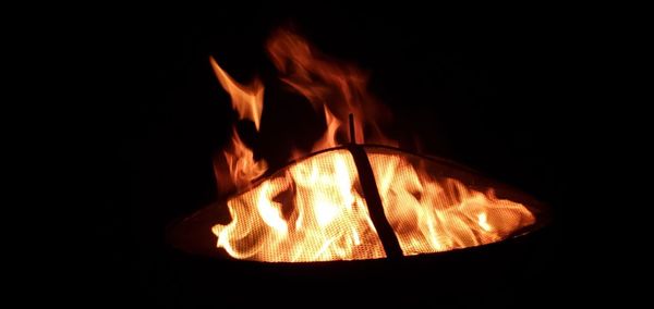 Close-up of bonfire at night