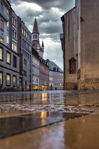 Reflection of buildings in city