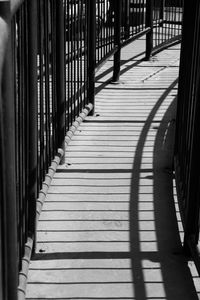 Shadow of metal railing on staircase