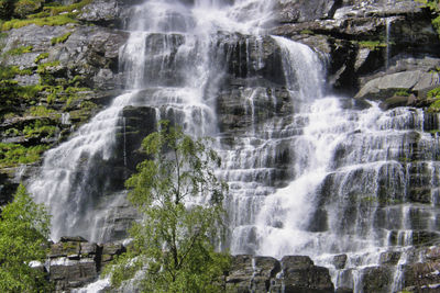 Scenic view of waterfall