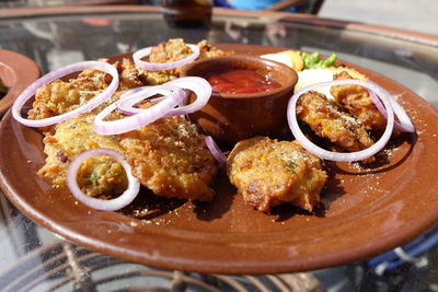 High angle view of food on table