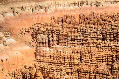 Aerial view of rock formations in desert