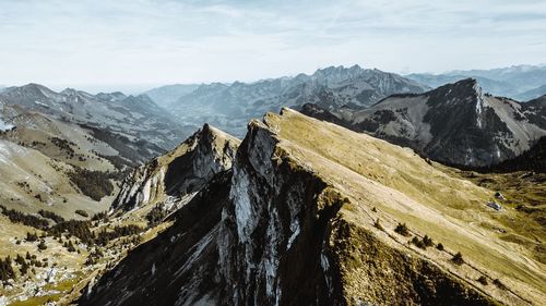Panoramic view of mountains against sky