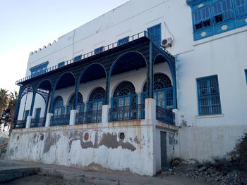 Low angle view of building against clear sky