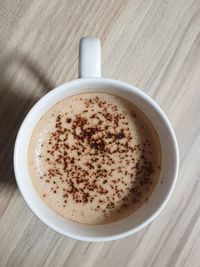 High angle view of coffee on table