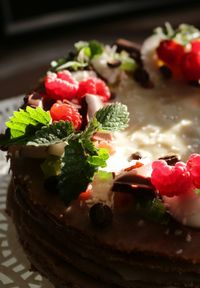 Close-up of dessert served in plate