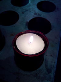 High angle view of tea light candle