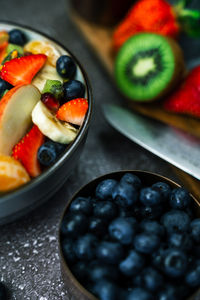 Close-up of fruits in bowl on table